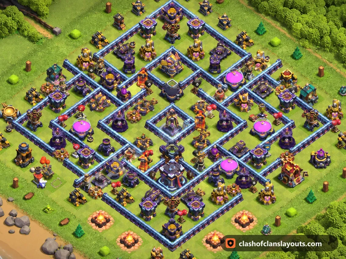 TH15 Farm Base Layout 30: Clash of Clans Town Hall 15 farm base layout, full base picture