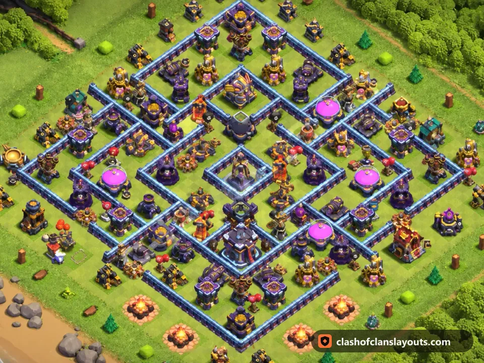TH15 Farm Base Layout 30: Clash of Clans Town Hall 15 farm base layout, full base picture