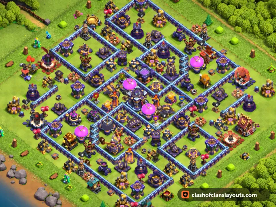TH15 Farm Base Layout 32: Clash of Clans Town Hall 15 farm base layout, full base picture