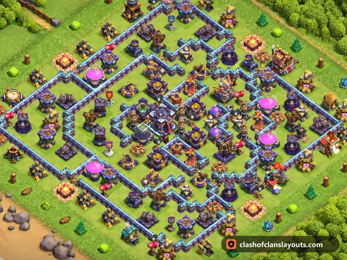 TH15 Farm Base Layout 33: Clash of Clans Town Hall 15 farm base layout, full base picture