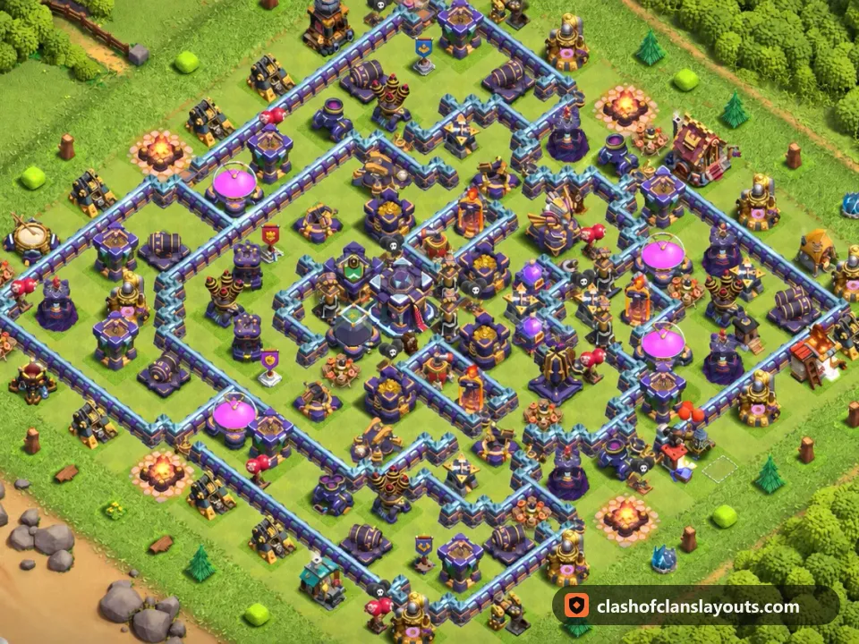TH15 Farm Base Layout 33: Clash of Clans Town Hall 15 farm base layout, full base picture