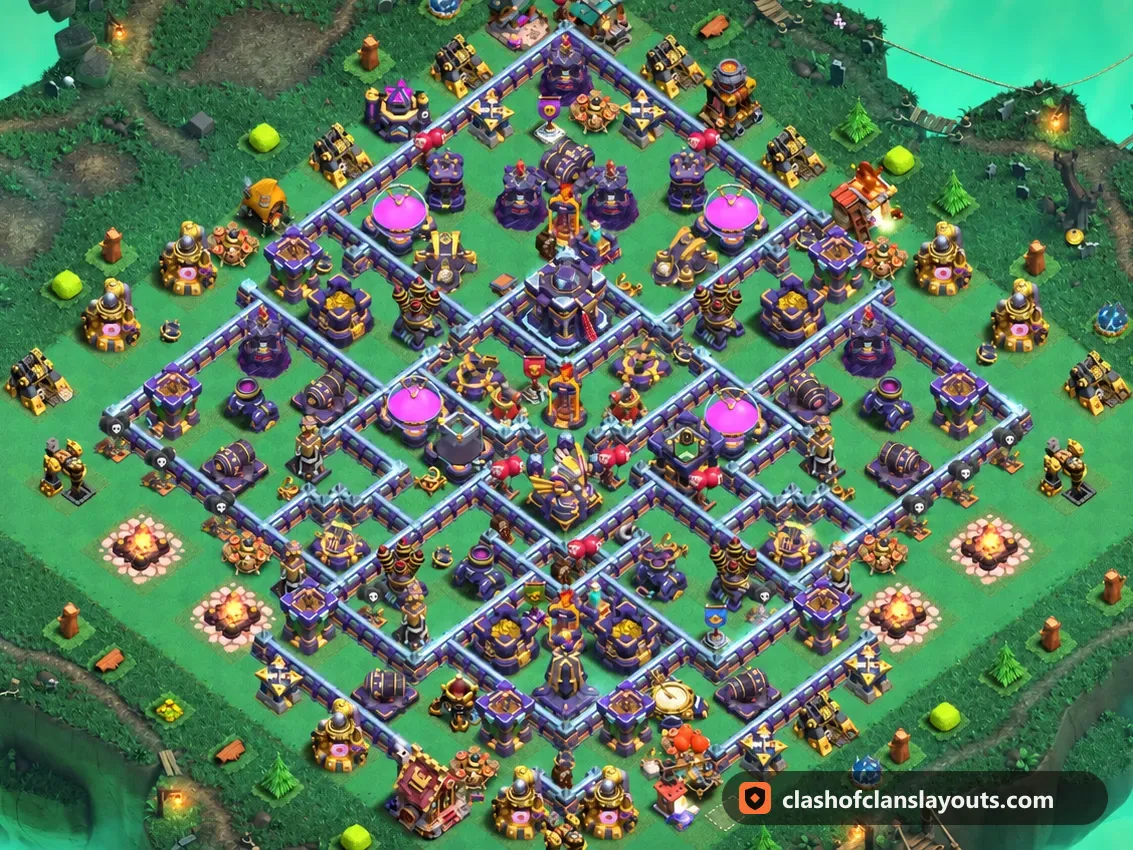 TH15 Farm Base Layout 34: Clash of Clans Town Hall 15 farm base layout, full base picture