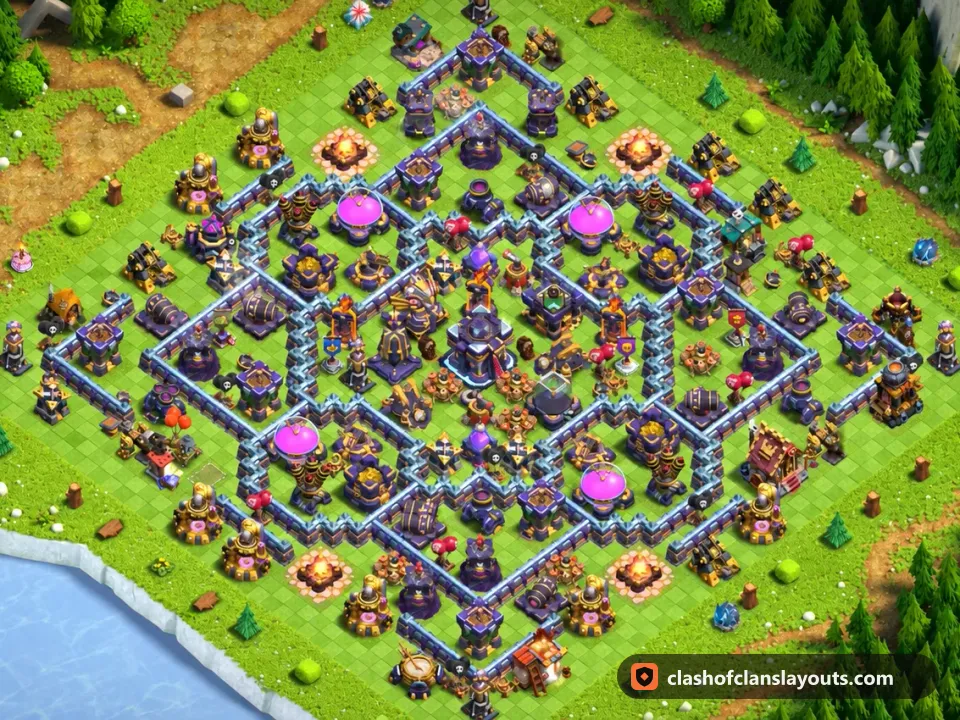 TH15 Farm Base Layout 35: Clash of Clans Town Hall 15 farm base layout, full base picture
