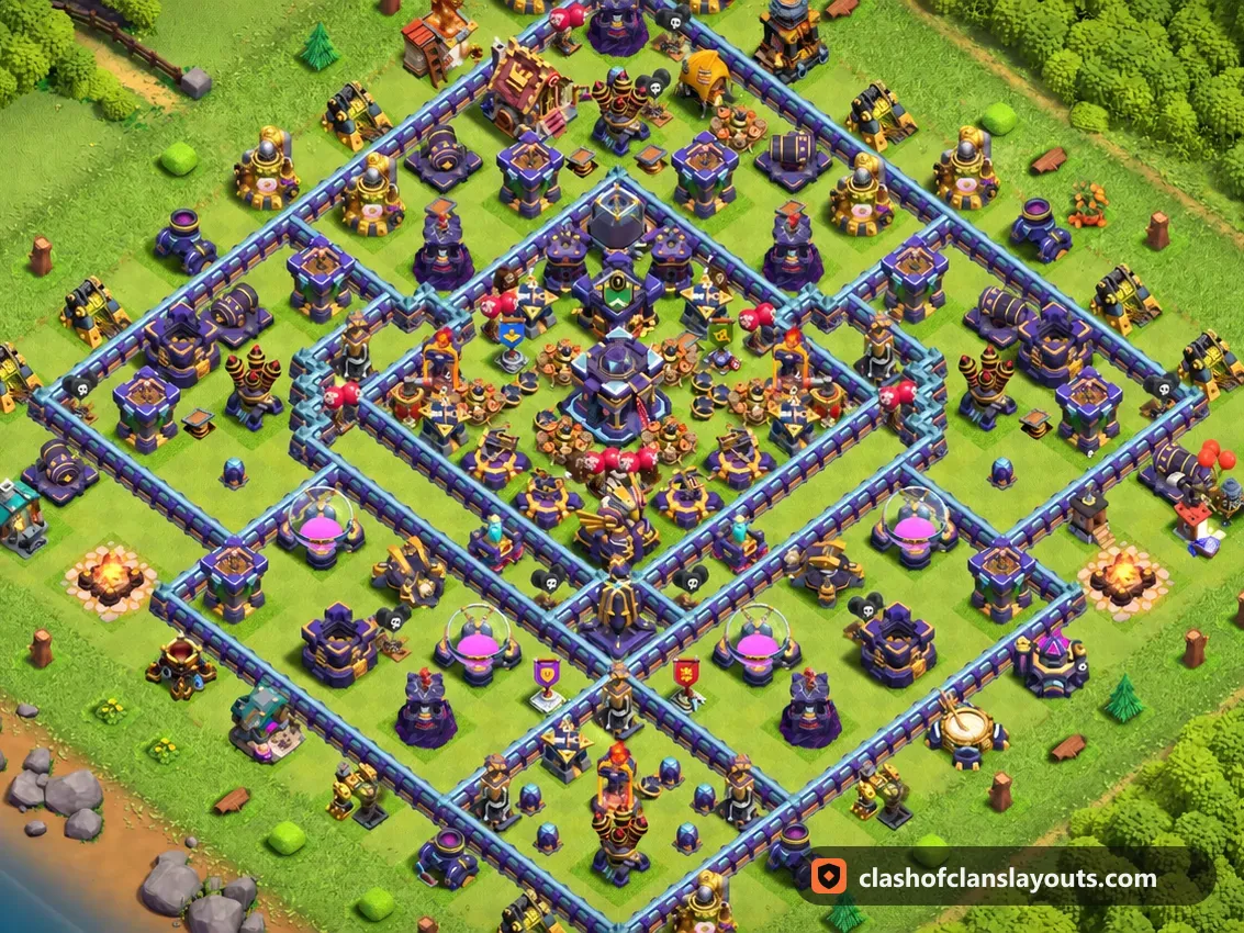 TH15 Farm Base Layout 37: Clash of Clans Town Hall 15 farm base layout, full base picture
