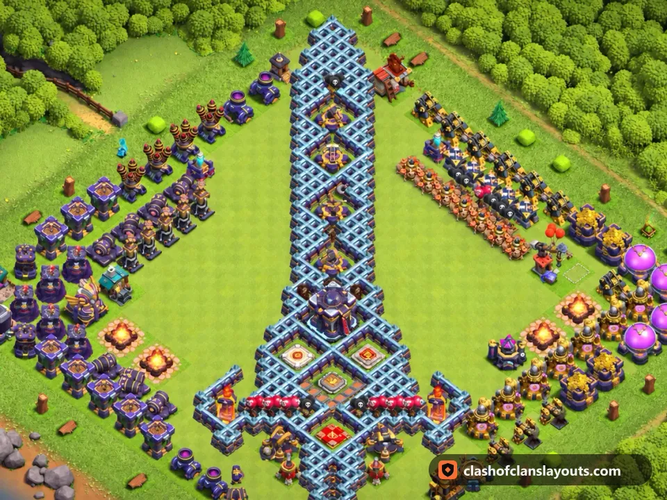 TH15 Funny Base Layout 29: Clash of Clans Town Hall 15 fun base layout, full base picture
