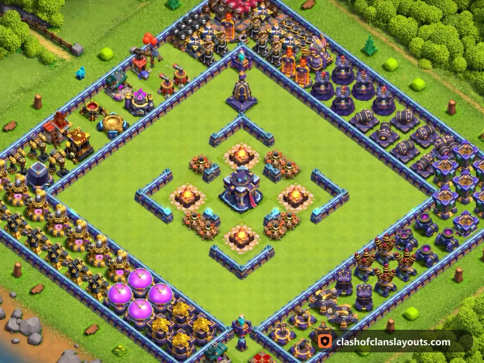 TH15 Funny Base Layout 30: Clash of Clans Town Hall 15 fun base layout, full base picture