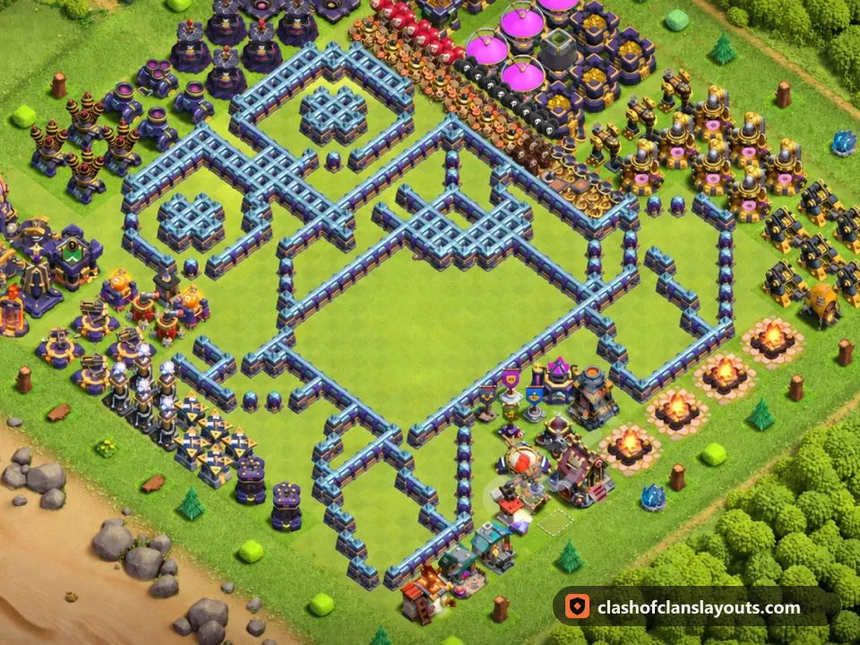 TH15 Funny Base Layout 34: Clash of Clans Town Hall 15 fun base layout, full base picture
