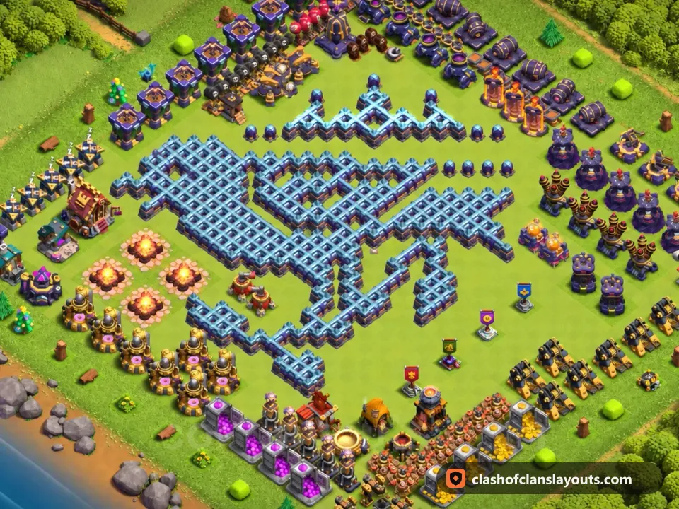 TH15 Funny Base Layout 35: Clash of Clans Town Hall 15 fun base layout, full base picture