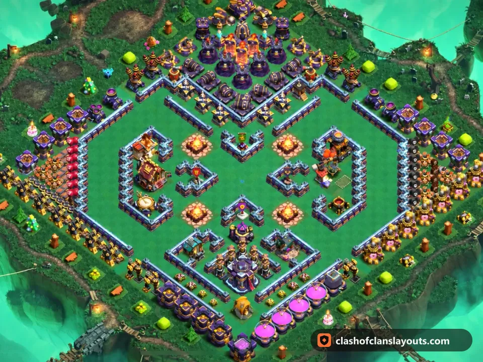 TH15 Funny Base Layout 37: Clash of Clans Town Hall 15 fun base layout, full base picture