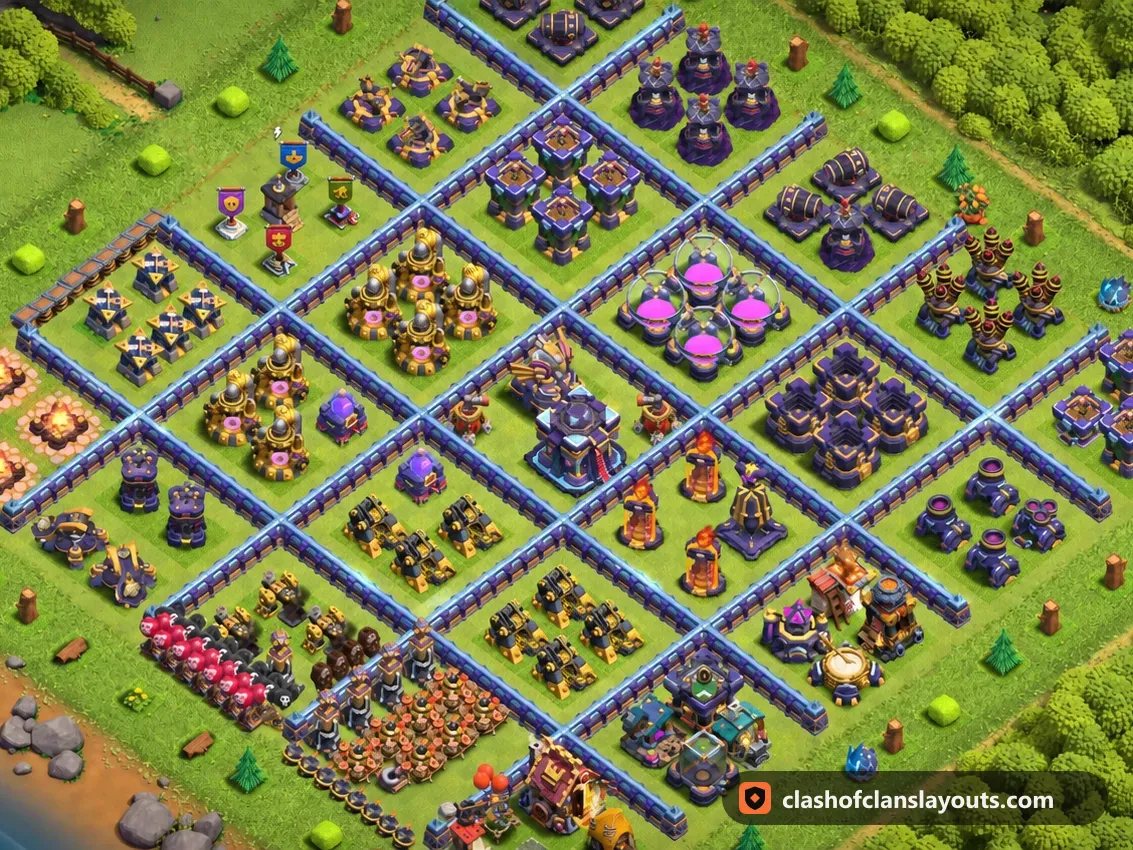 TH15 Funny Base Layout 39: Clash of Clans Town Hall 15 fun base layout, full base picture