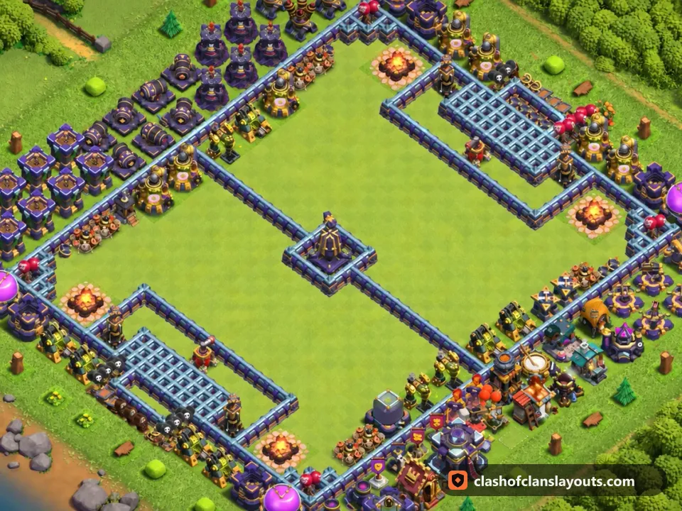 TH15 Funny Base Layout 40: Clash of Clans Town Hall 15 fun base layout, full base picture