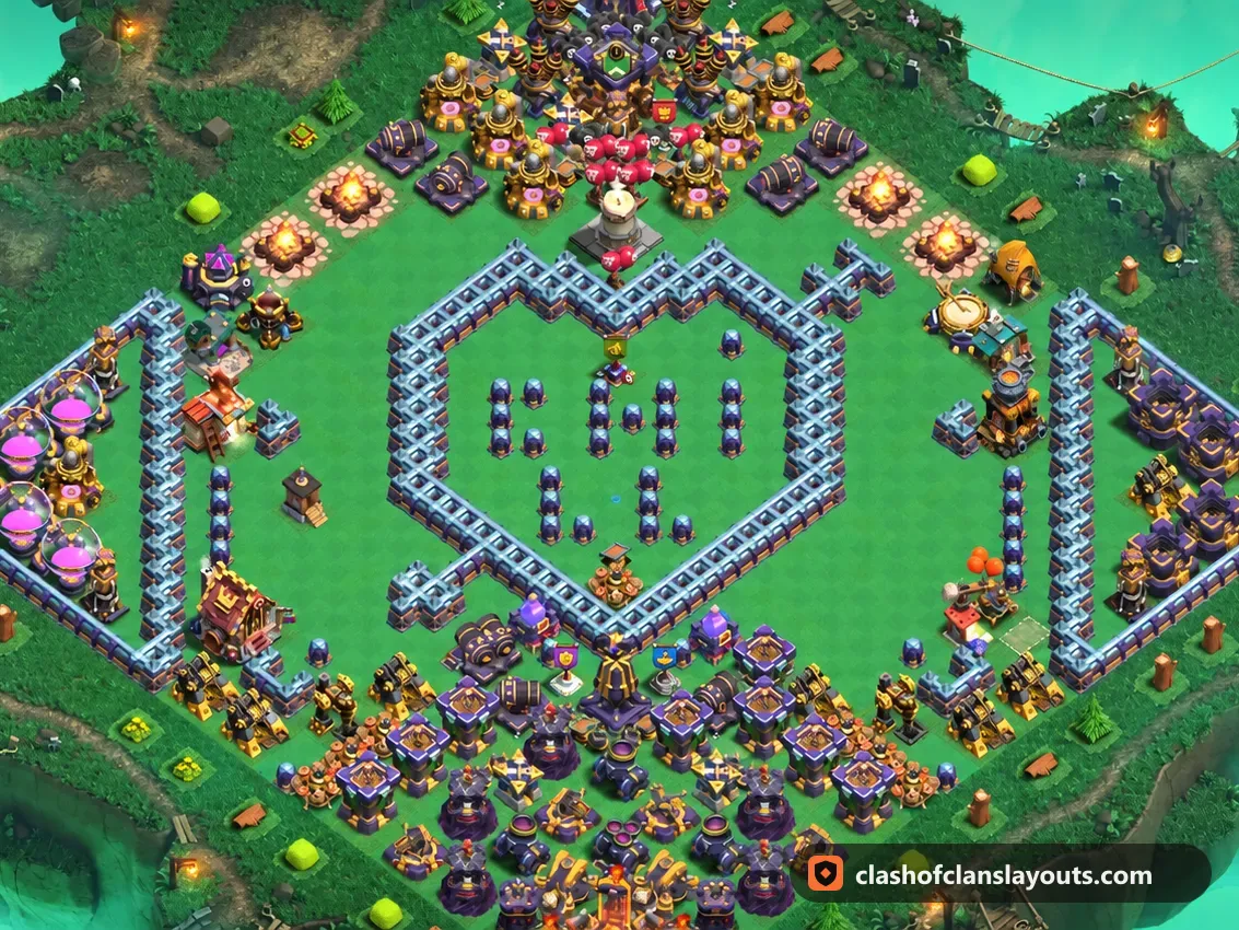 Base Divertida TH15 41: layout de base divertida de Clash of Clans para Centro de Vila 15, imagem completa da base