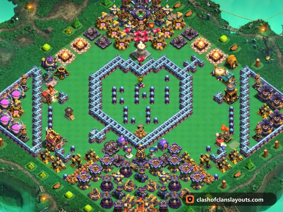 TH15 Funny Base Layout 41: Clash of Clans Town Hall 15 fun base layout, full base picture