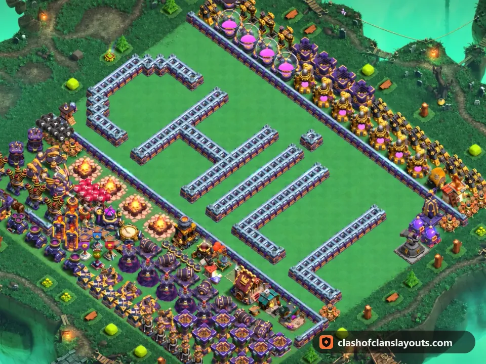 TH15 Funny Base Layout 42: Clash of Clans Town Hall 15 fun base layout, full base picture