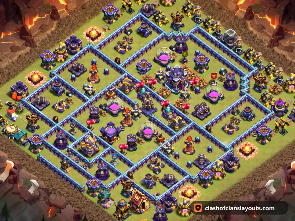 TH15 Trophy Base Layout 84: Clash of Clans Town Hall 15 trophy base layout, full base picture