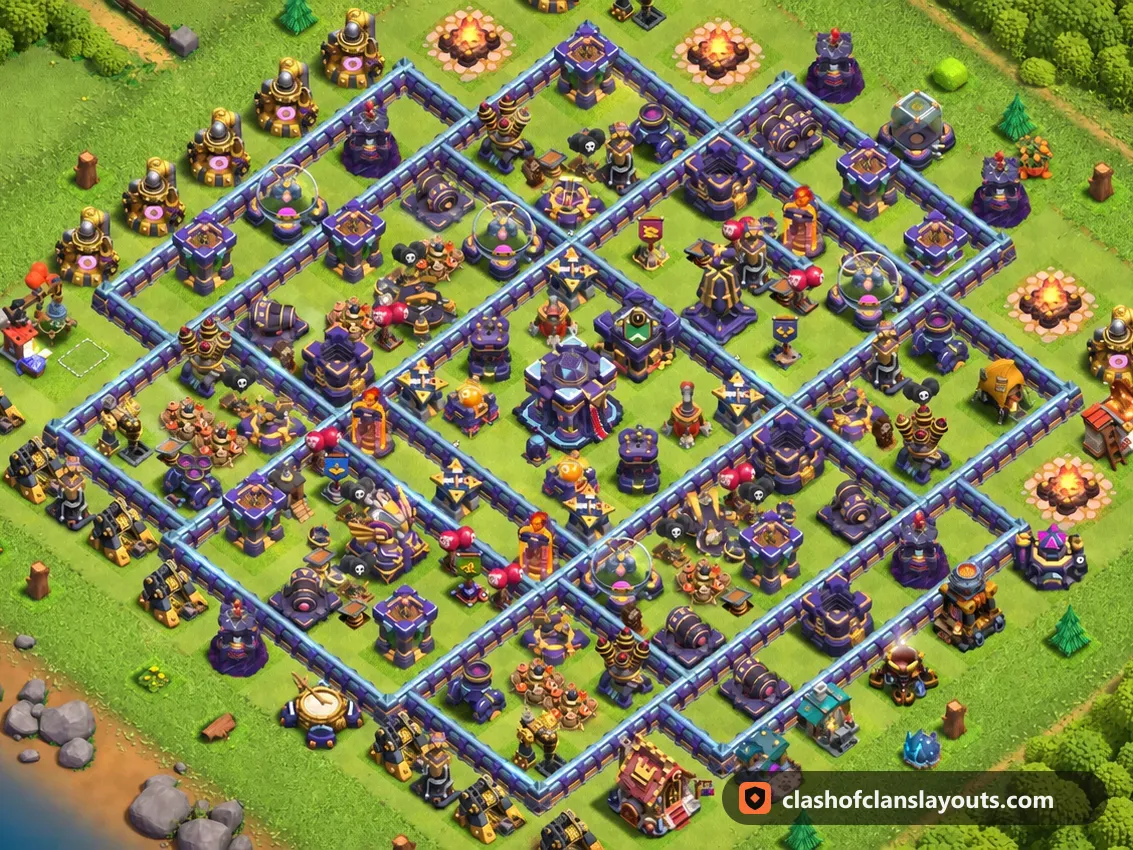 Base da Trofei TH15 88: layout base trofei per Municipio 15 di Clash of Clans, immagine completa della base