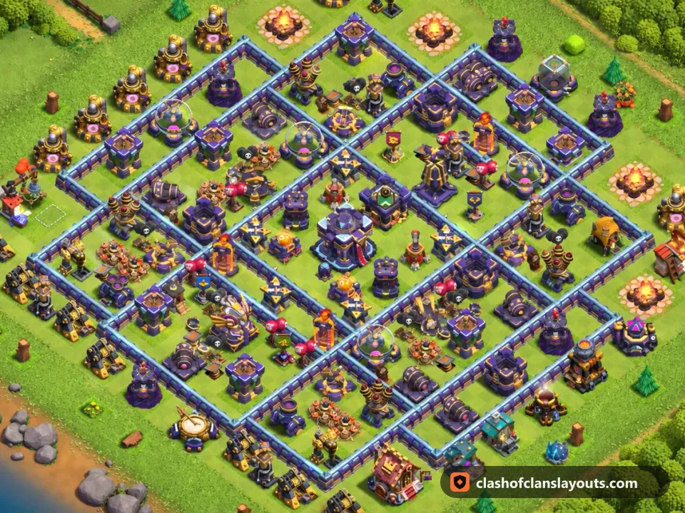 TH15 Trophy Base Layout 88: Clash of Clans Town Hall 15 trophy base layout, full base picture