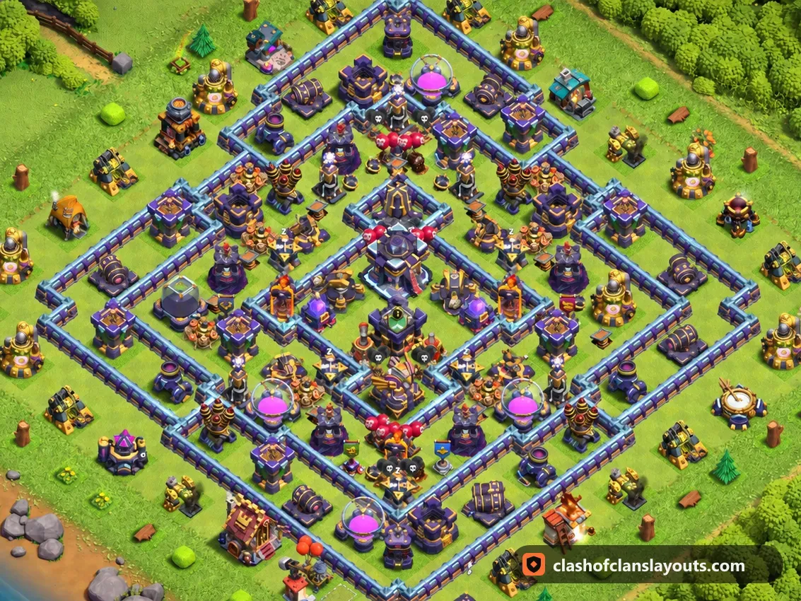 TH15 Trophy Base Layout 94: Clash of Clans Town Hall 15 trophy base layout, full base picture