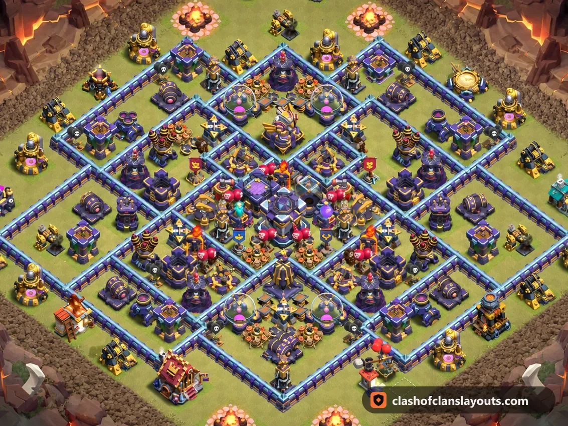 Base da Guerra TH15 132: layout base guerra per Municipio 15 di Clash of Clans, immagine completa della base