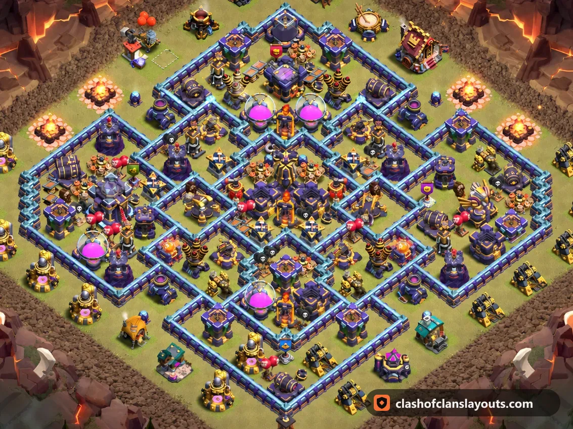 Kriegsbase TH15 133: Clash of Clans Kriegsbase für Rathaus 15, komplettes Bild der Base