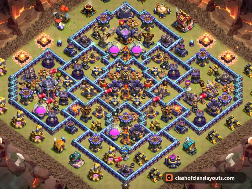 TH15 War Base Layout 133: Clash of Clans Town Hall 15 war base layout, full base picture
