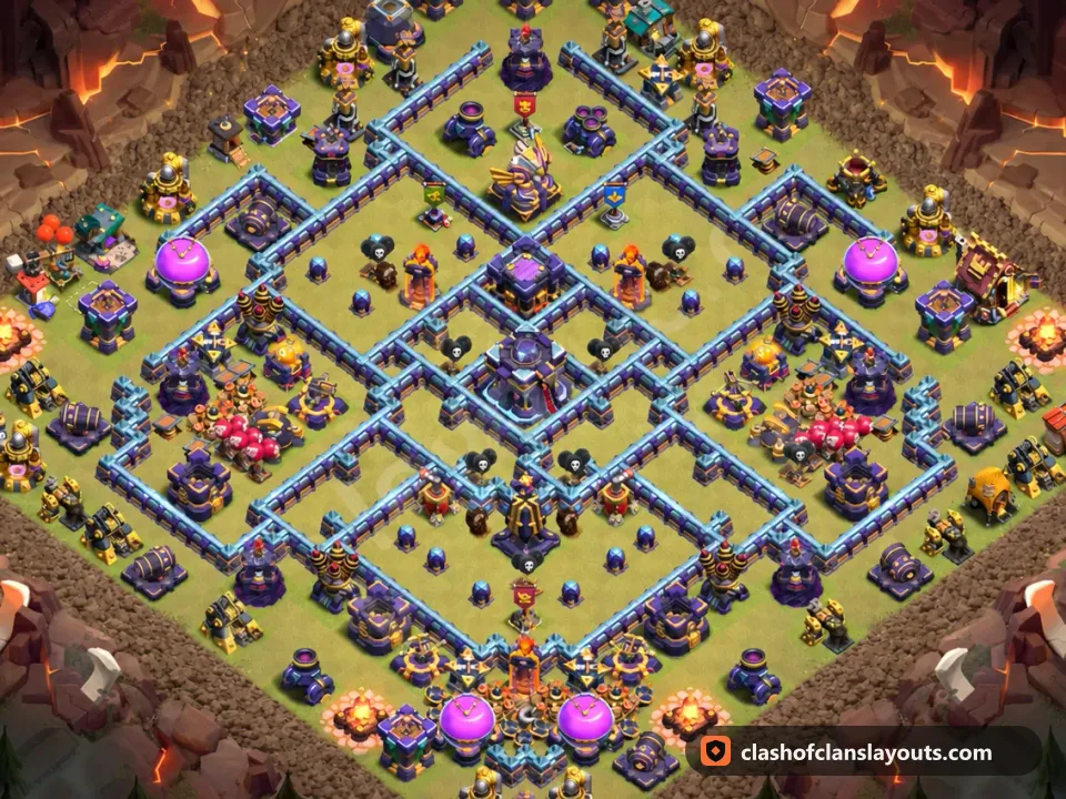 TH15 War Base Layout 134: Clash of Clans Town Hall 15 war base layout, full base picture