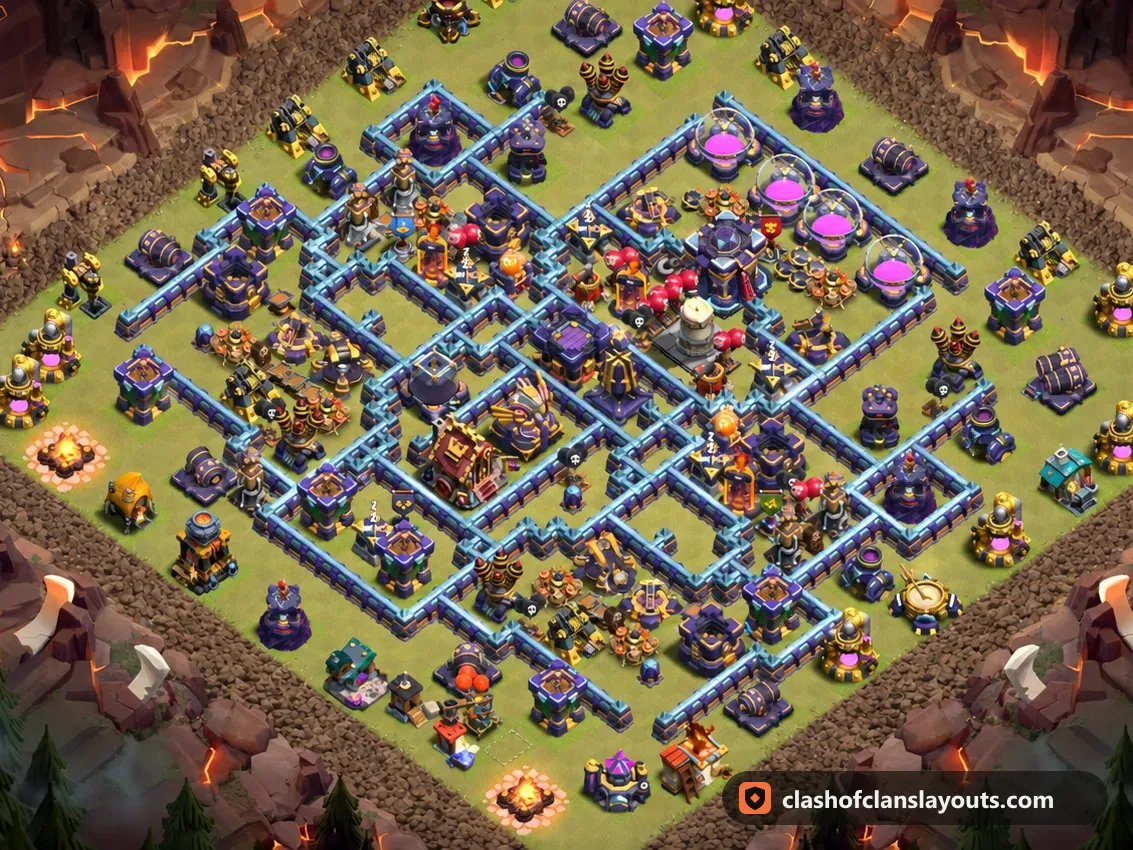 Base da Guerra TH15 141: layout base guerra per Municipio 15 di Clash of Clans, immagine completa della base