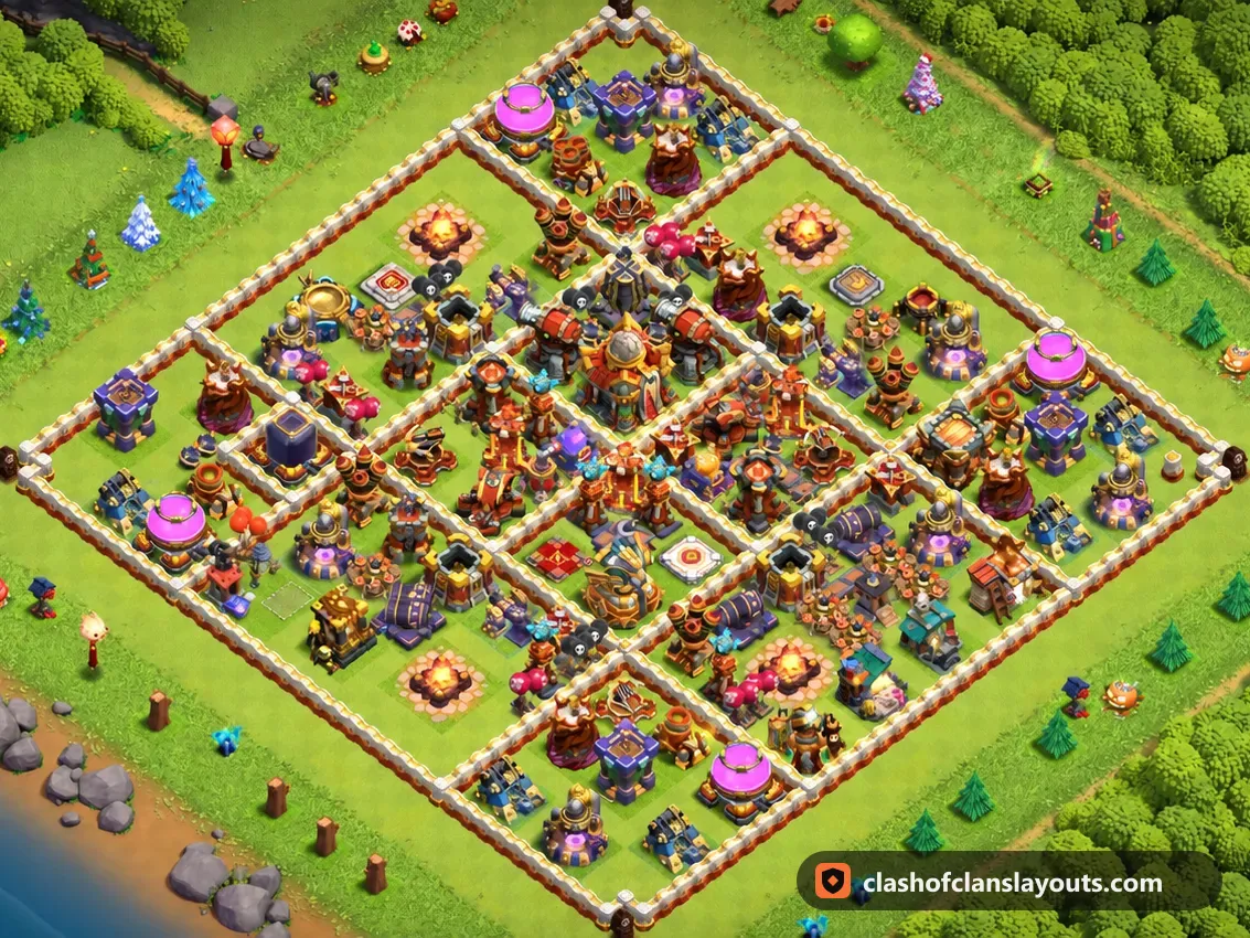 TH16 Farm Base Layout 19: Clash of Clans Town Hall 16 farm base layout, full base picture