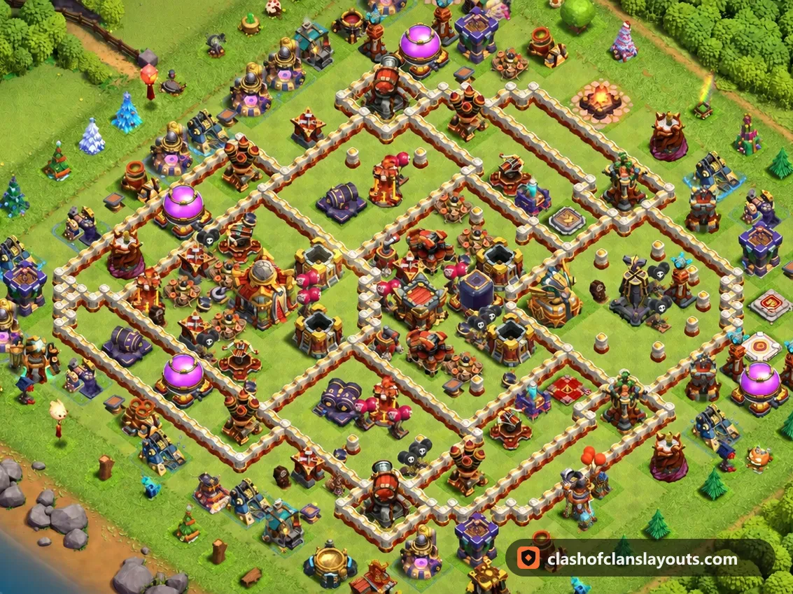 TH16 Farm Base Layout 20: Clash of Clans Town Hall 16 farm base layout, full base picture