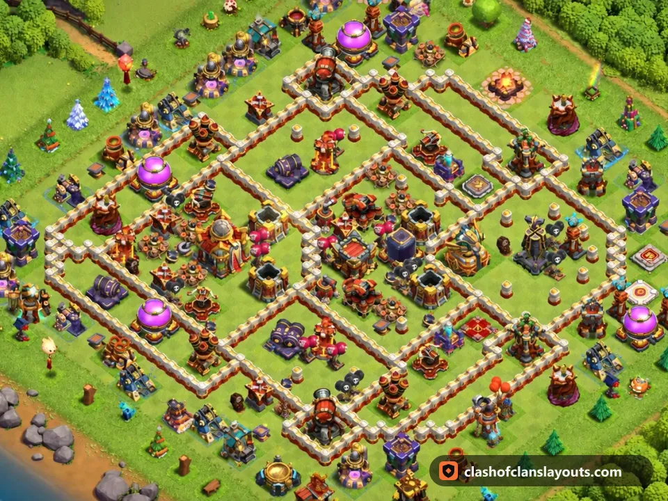 TH16 Farm Base Layout 20: Clash of Clans Town Hall 16 farm base layout, full base picture