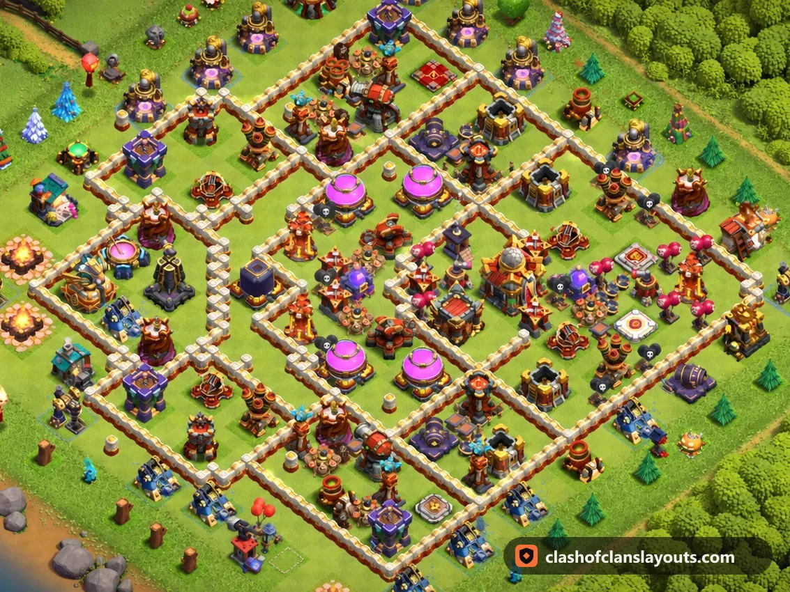 TH16 Farm Base Layout 21: Clash of Clans Town Hall 16 farm base layout, full base picture