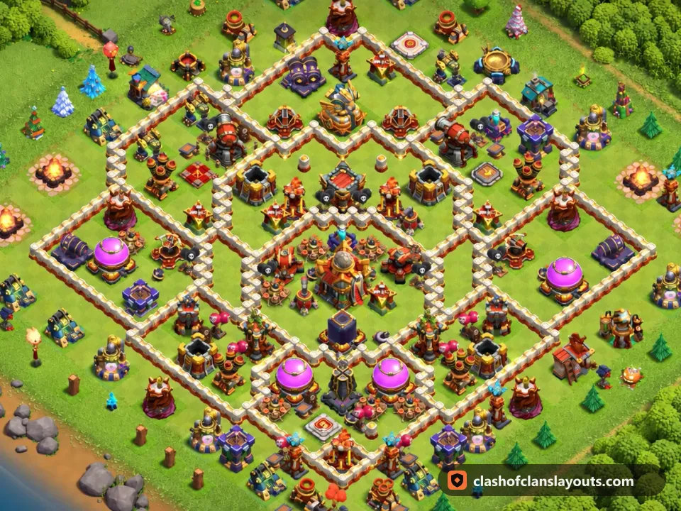 TH16 Farm Base Layout 22: Clash of Clans Town Hall 16 farm base layout, full base picture