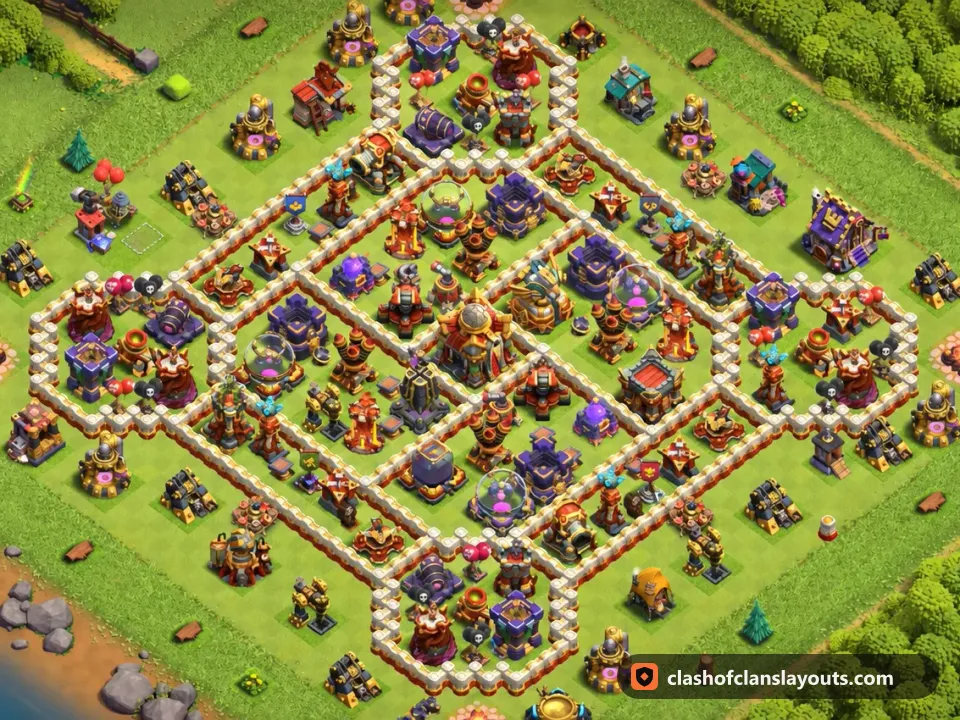 TH16 Farm Base Layout 23: Clash of Clans Town Hall 16 farm base layout, full base picture