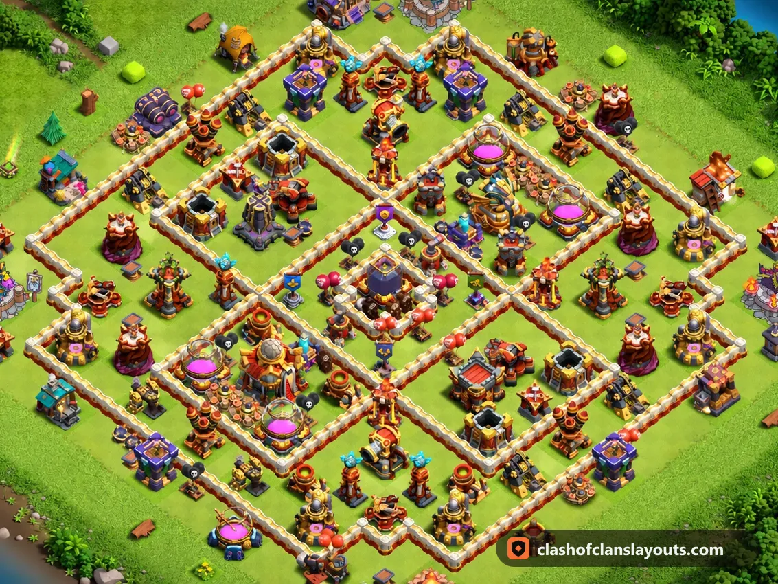 TH16 Farm Base Layout 24: Clash of Clans Town Hall 16 farm base layout, full base picture