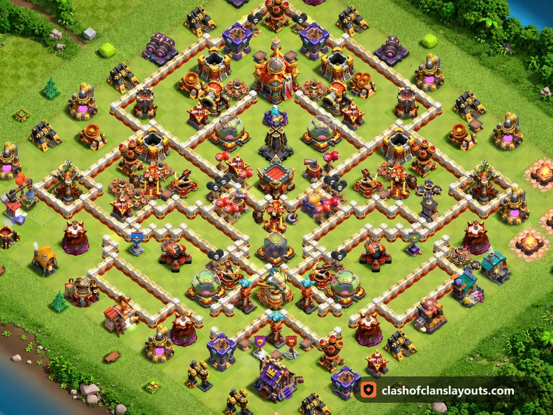TH16 Farm Base Layout 26: Clash of Clans Town Hall 16 farm base layout, full base picture