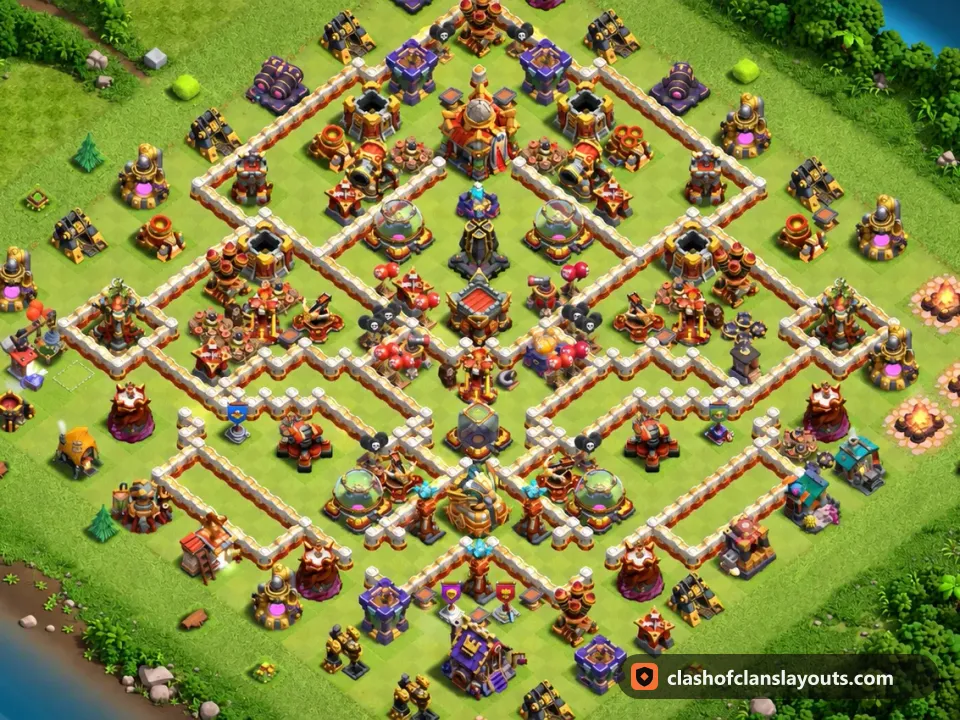 TH16 Farm Base Layout 26: Clash of Clans Town Hall 16 farm base layout, full base picture