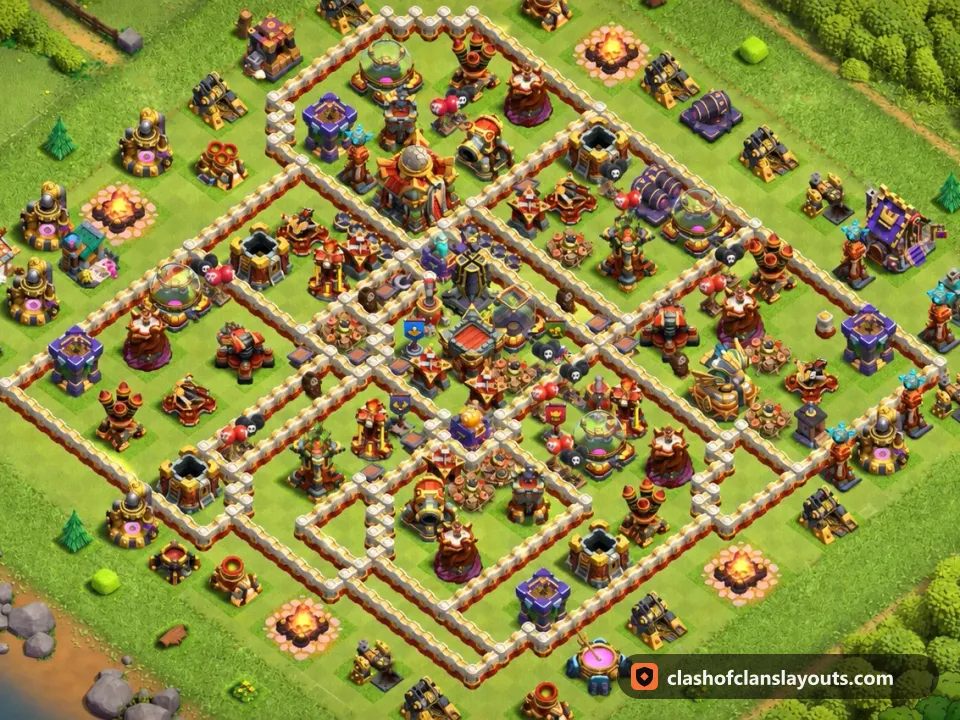 TH16 Farm Base Layout 27: Clash of Clans Town Hall 16 farm base layout, full base picture