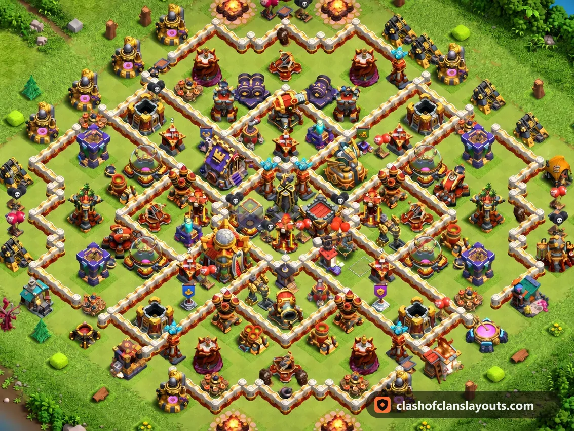TH16 Farm Base Layout 30: Clash of Clans Town Hall 16 farm base layout, full base picture