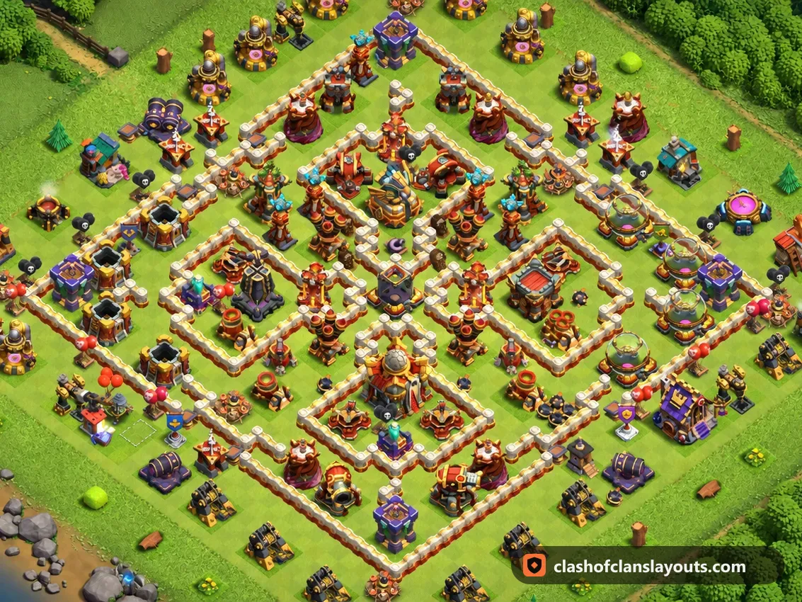 TH16 Farm Base Layout 31: Clash of Clans Town Hall 16 farm base layout, full base picture