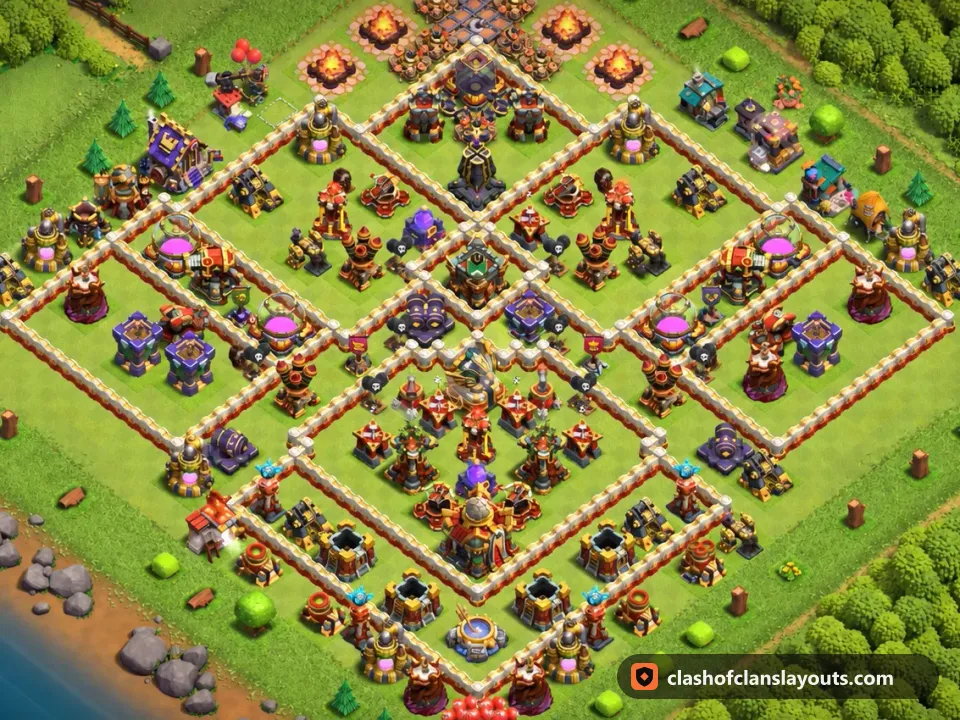 TH16 Farm Base Layout 33: Clash of Clans Town Hall 16 farm base layout, full base picture
