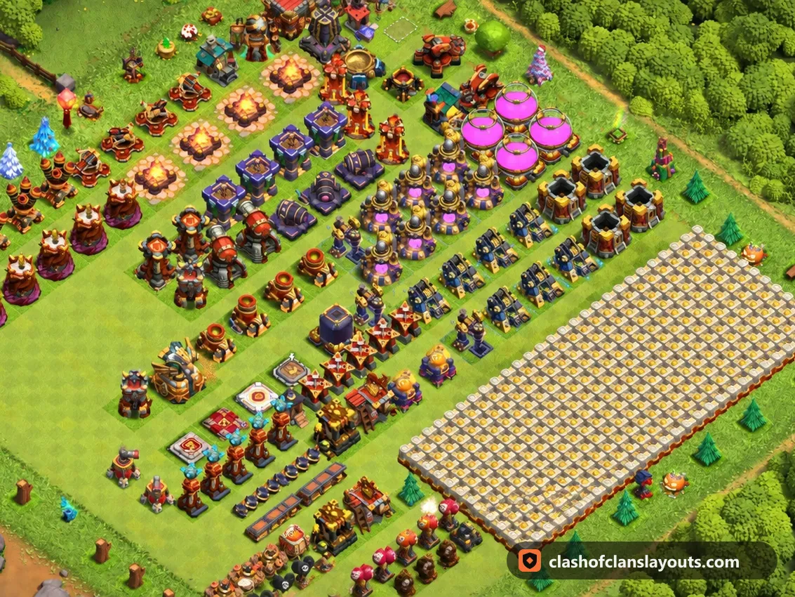 TH16 Funny Base Layout 1: Clash of Clans Town Hall 16 fun base layout, full base picture