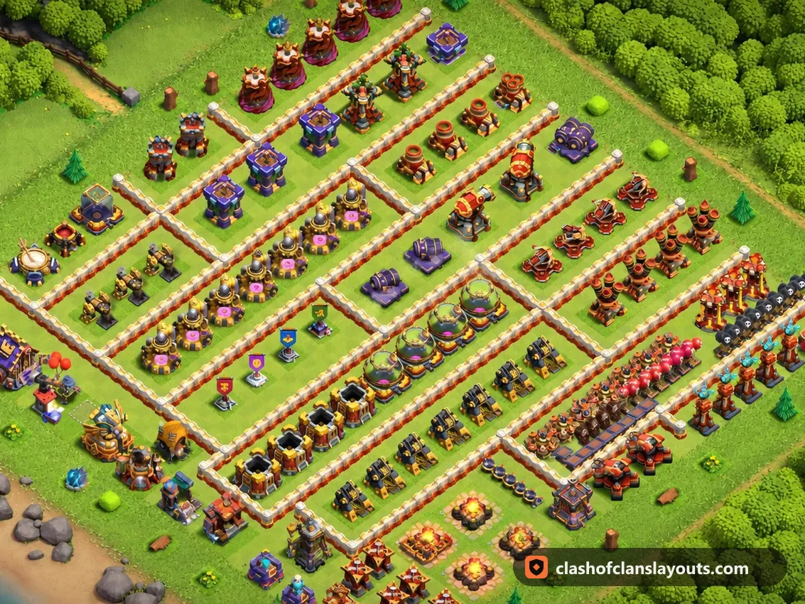 TH16 Funny Base Layout 2: Clash of Clans Town Hall 16 fun base layout, full base picture