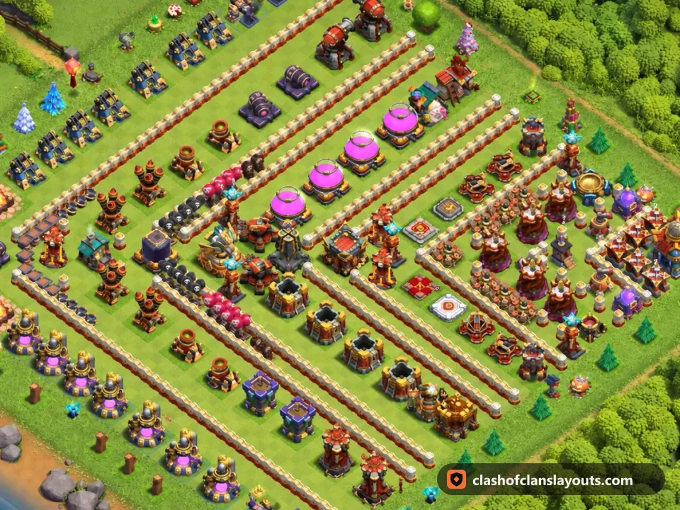 TH16 Funny Base Layout 3: Clash of Clans Town Hall 16 fun base layout, full base picture