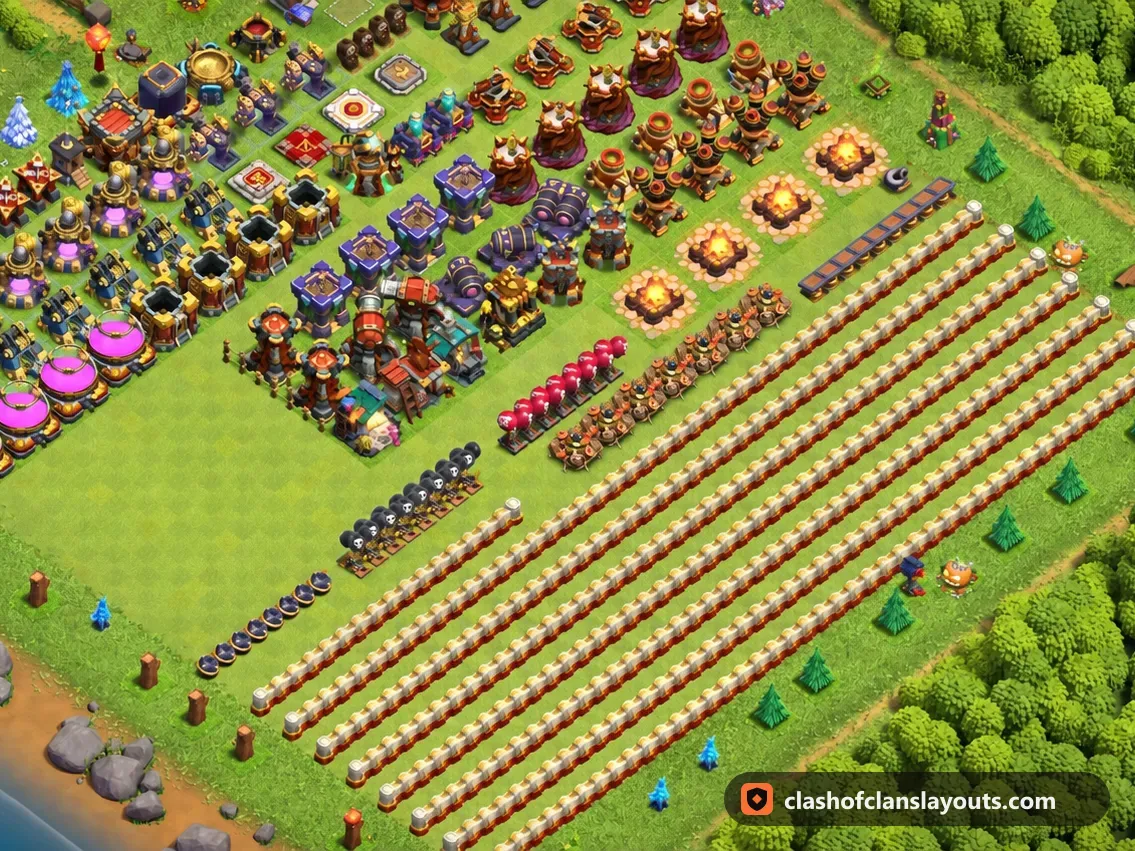 TH16 Funny Base Layout 4: Clash of Clans Town Hall 16 fun base layout, full base picture