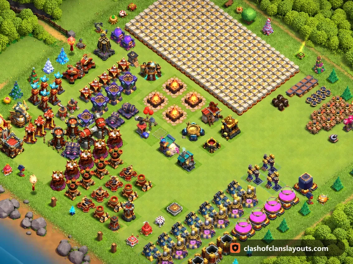 TH16 Funny Base Layout 5: Clash of Clans Town Hall 16 fun base layout, full base picture
