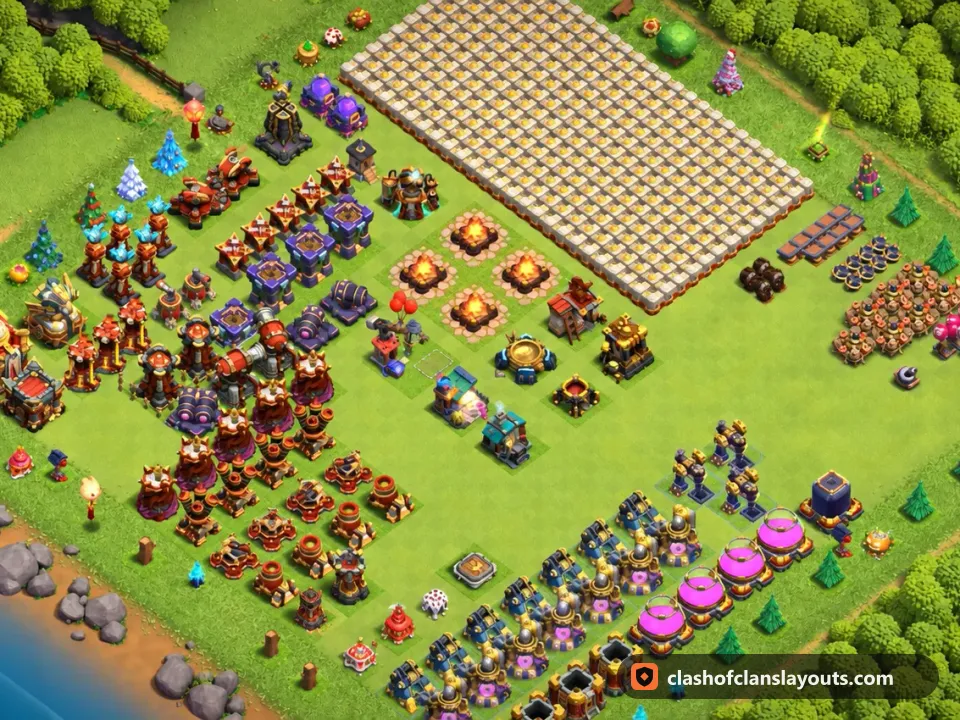 TH16 Funny Base Layout 5: Clash of Clans Town Hall 16 fun base layout, full base picture