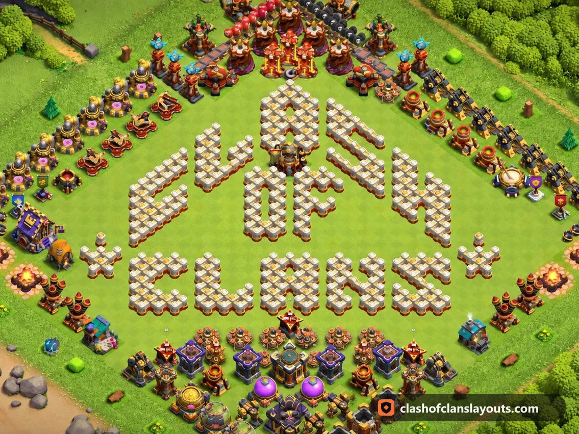 TH16 Funny Base Layout 7: Clash of Clans Town Hall 16 fun base layout, full base picture