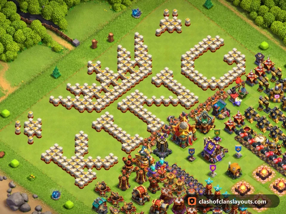 TH16 Funny Base Layout 8: Clash of Clans Town Hall 16 fun base layout, full base picture