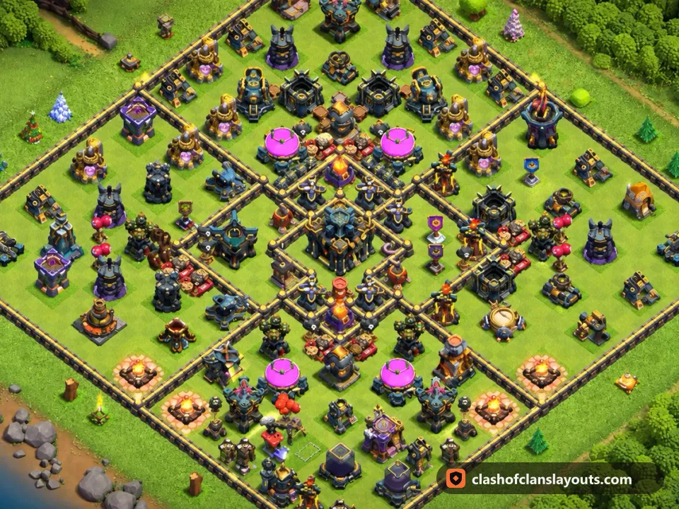 TH17 Farm Base Layout 26: Clash of Clans Town Hall 17 farm base layout, full base picture