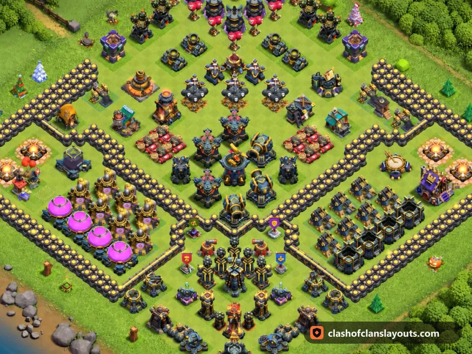 TH17 Farm Base Layout 27: Clash of Clans Town Hall 17 farm base layout, full base picture